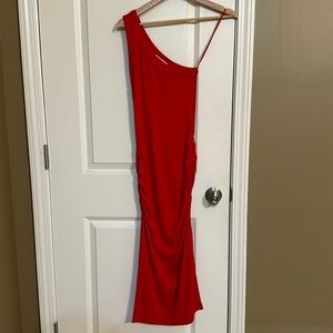 Michael Stars Ultra Rib Knit dress (red) one shoulder size XS